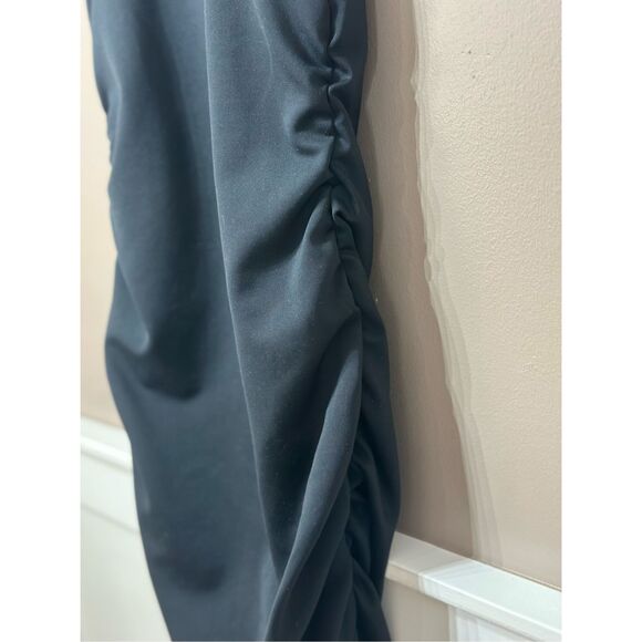NWOT Rachel Parcell Ruched Classic Bodycon Black Midi Dress Women's Medium - Picture 6 of 11